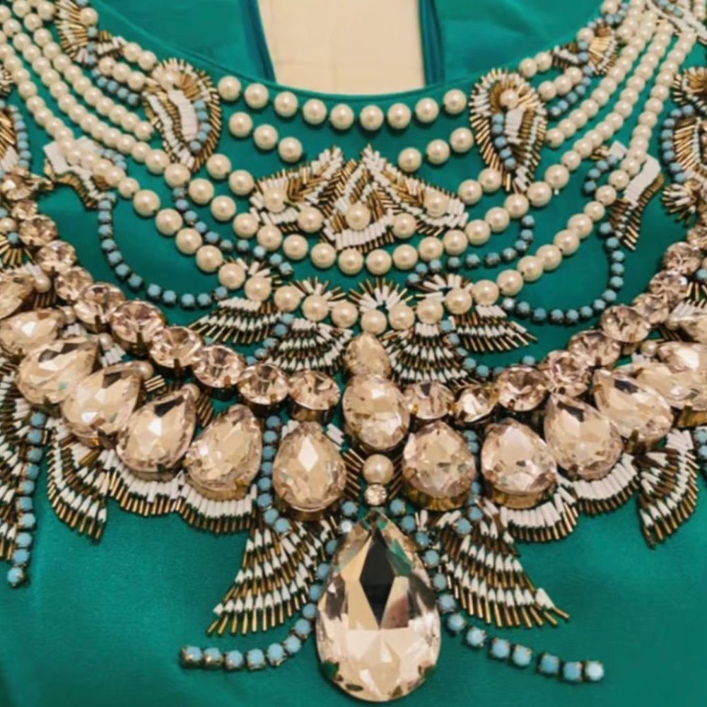 Thakoon green beaded silk dress size 6 - Picture 4 of 8